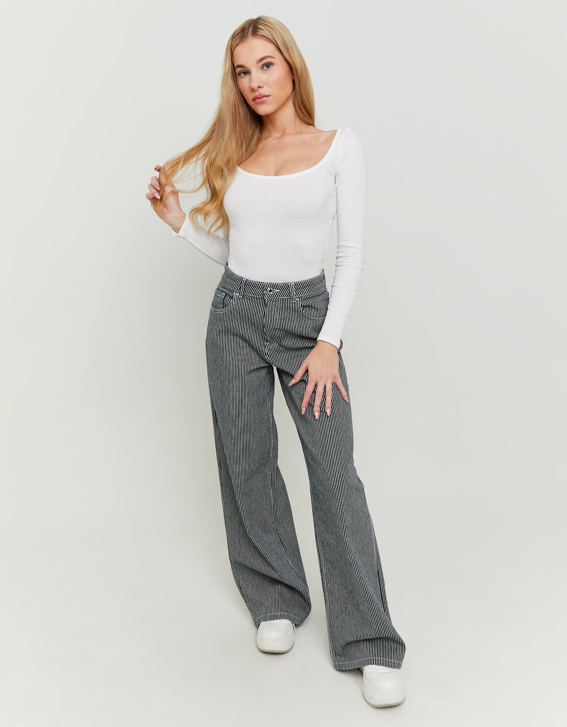 Striped Wide Leg Jeans