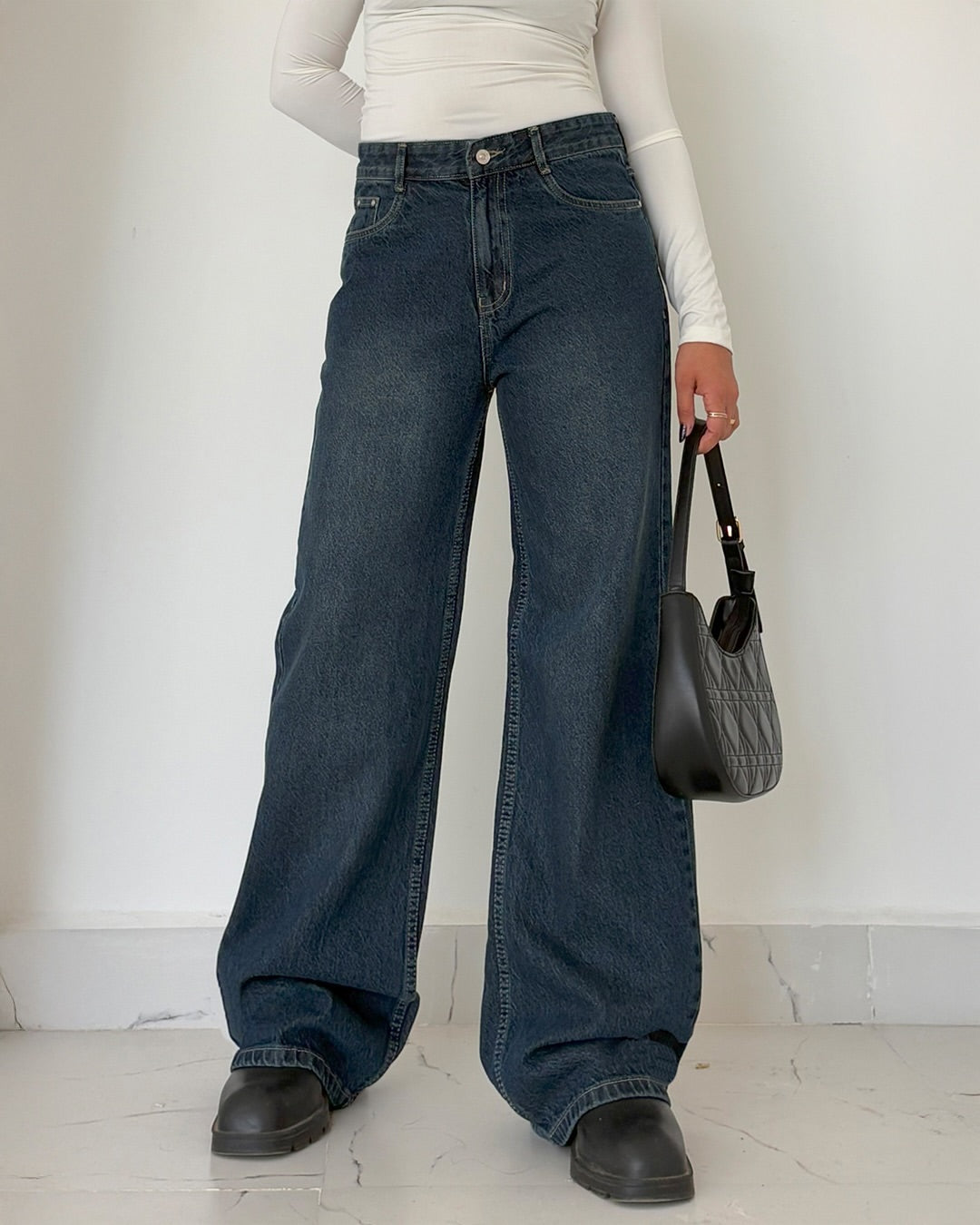 vintage cosmic blue high waisted wide leg jeans