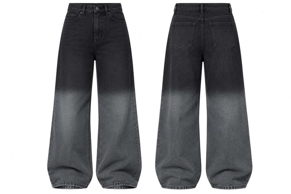 Gradient Black Super Wide leg jeans