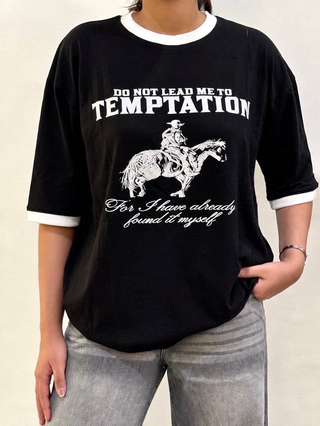 Temptations Ringer T-Shirt Black