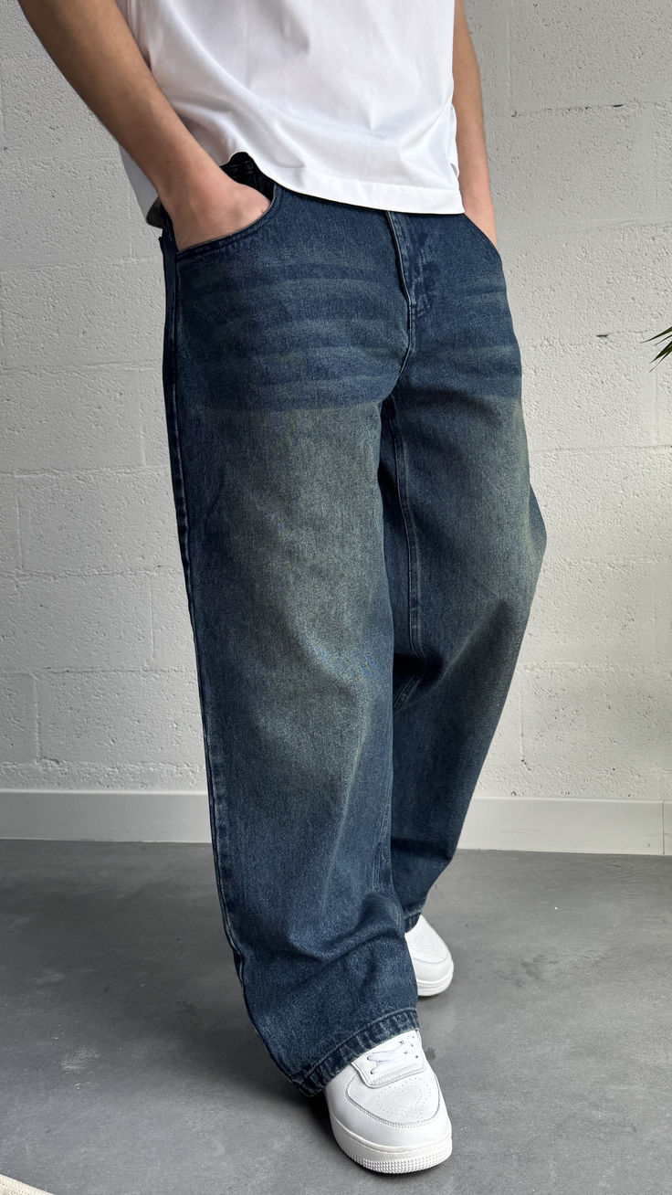 Retro Blue Unisex Wide-Leg Jeans